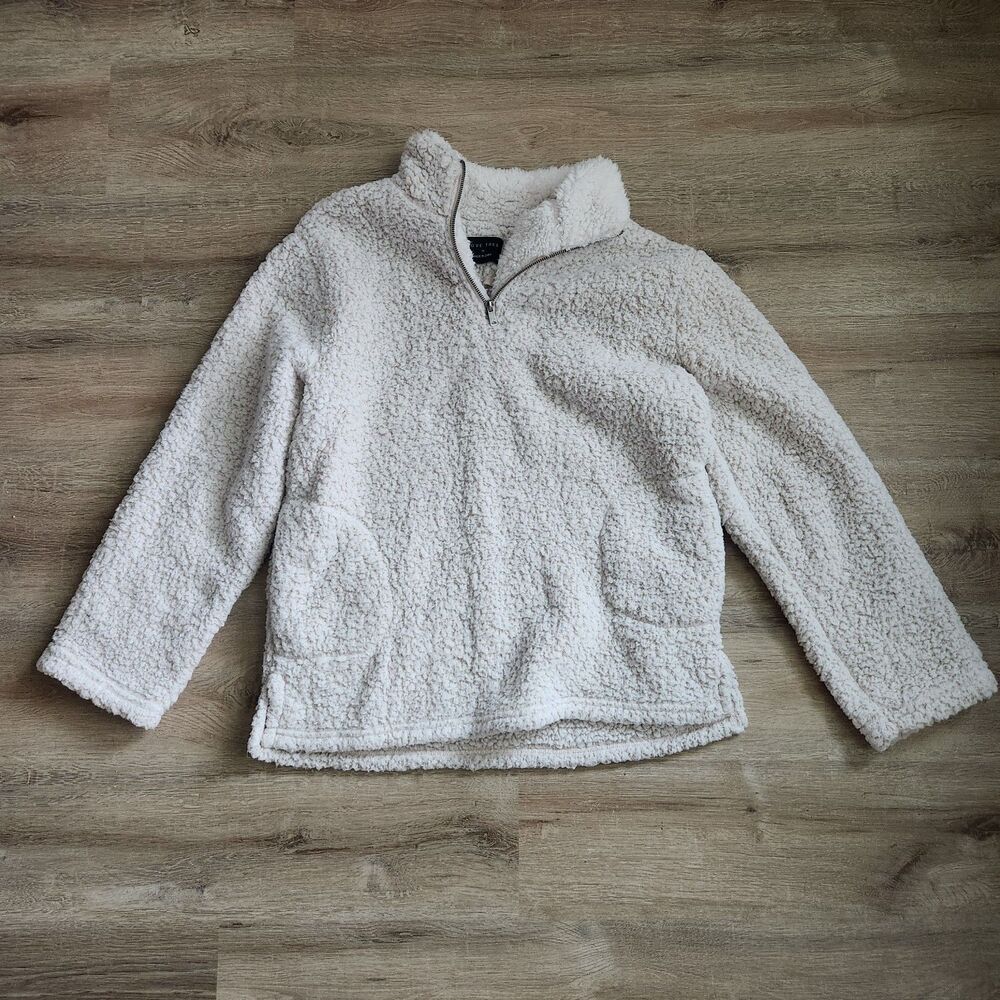 Sherpa Pullover Jacket Women Size Large Quarter Zip Love Tree Long Sleeve